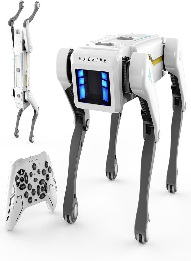 EXOMOON AI Programming Smart RC Mechanical Dog Toy Language Interaction Remote Control Stunt Action Robot Dog with Story Light and Music (White) - Image 4